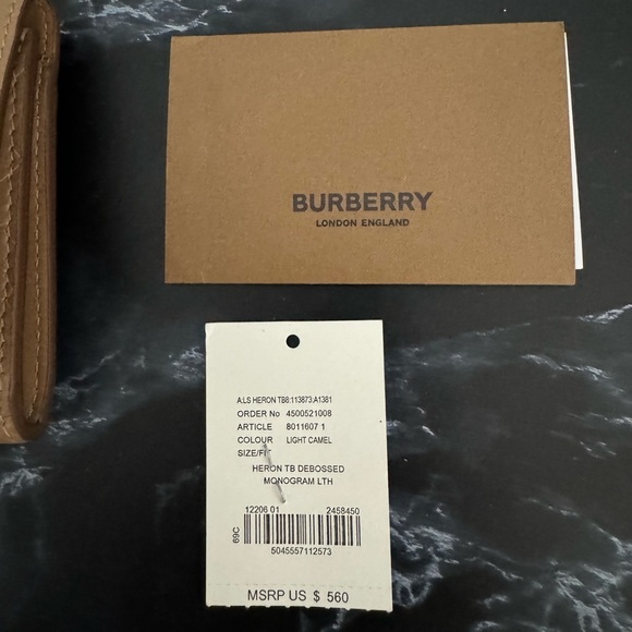 BURBERRY WALLET HERON TB DEBOSSED MONOGRAM CAMEL AUTHENTIC NWT -Store Display- - Picture 10 of 13